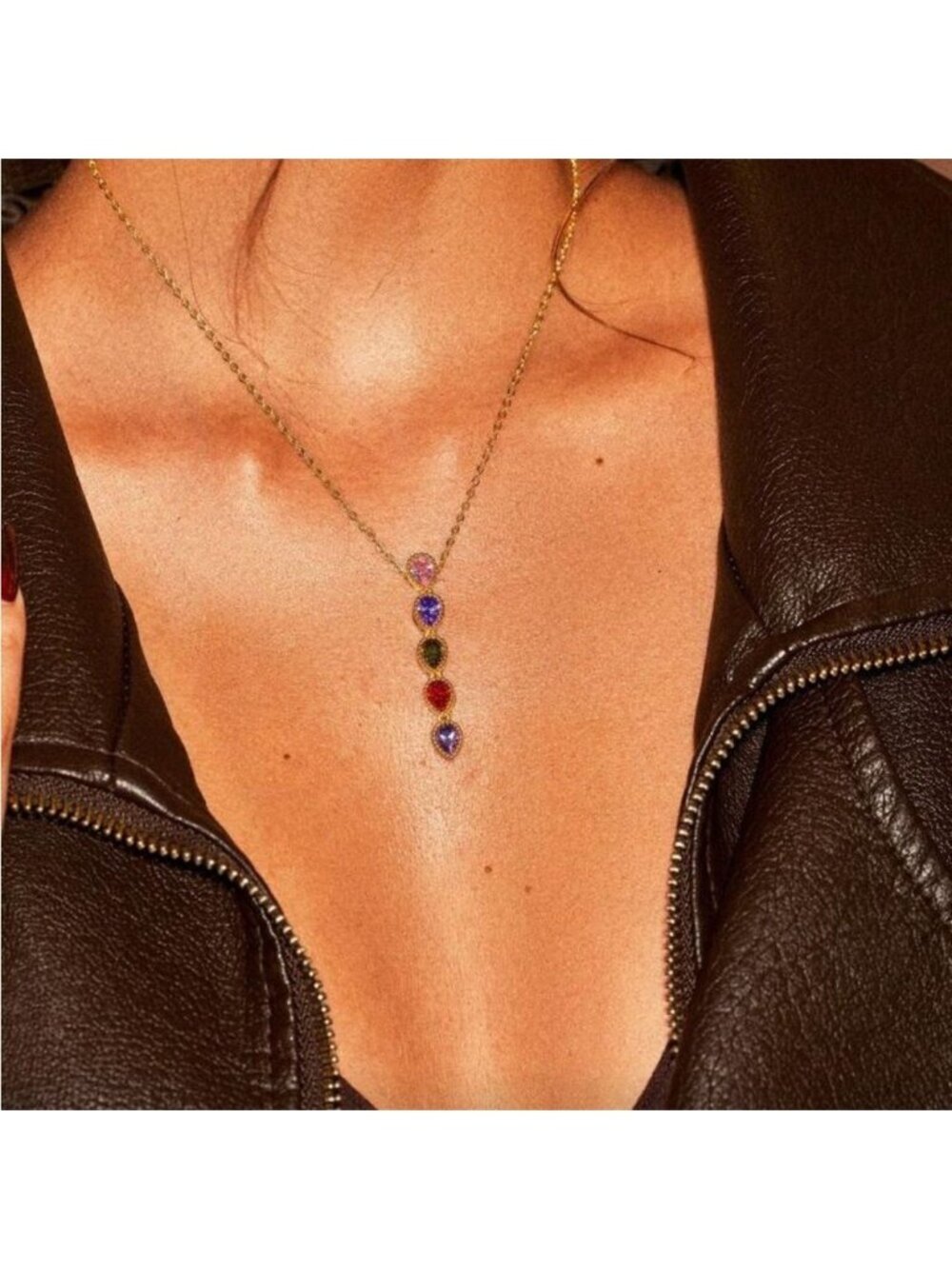 Multi-Color Gemstone Pendant Necklace Q526